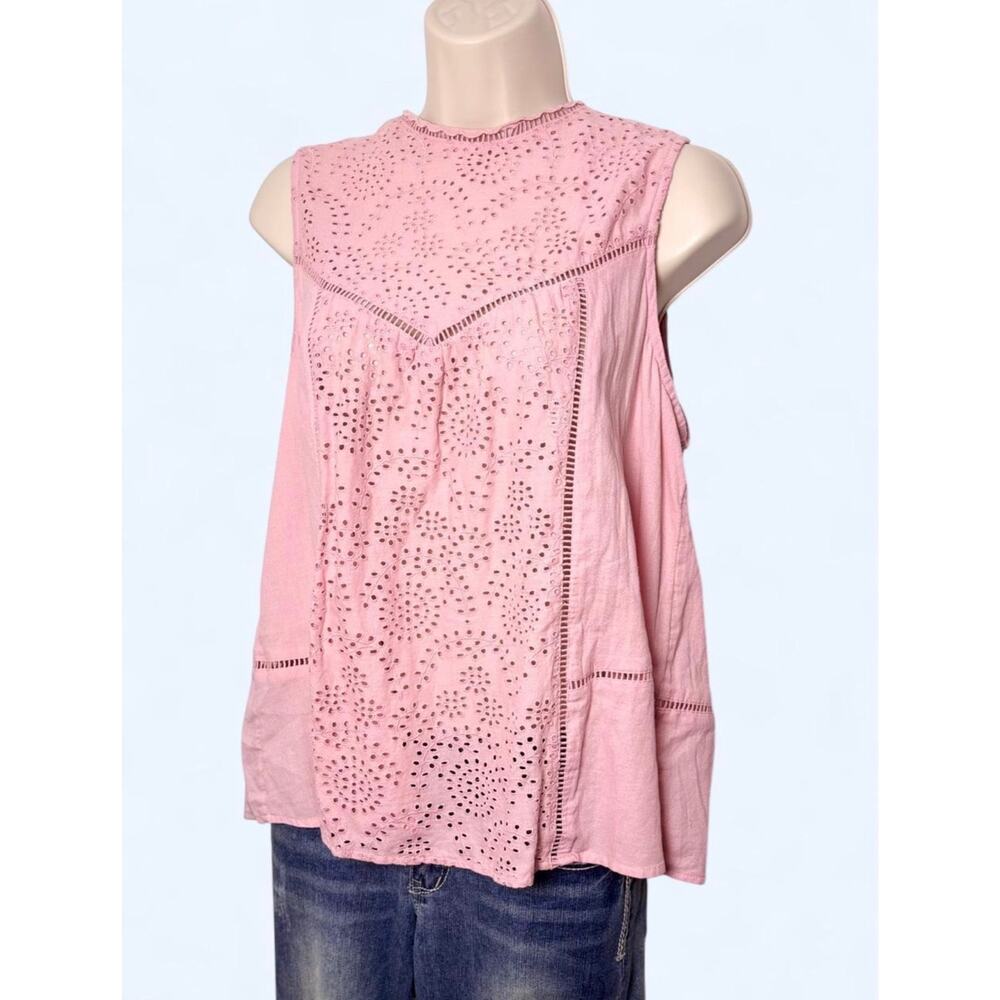 Abercrombie & Fitch Baby Pink Pastel Eyelet Cutout Tank Top